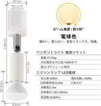 Cargar imagen en el visor de la galería, ダクトレール照明 スポットライト E17口金 400LM