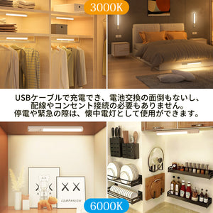 センサーライト LEDライト USB充電式 人感 自動点灯